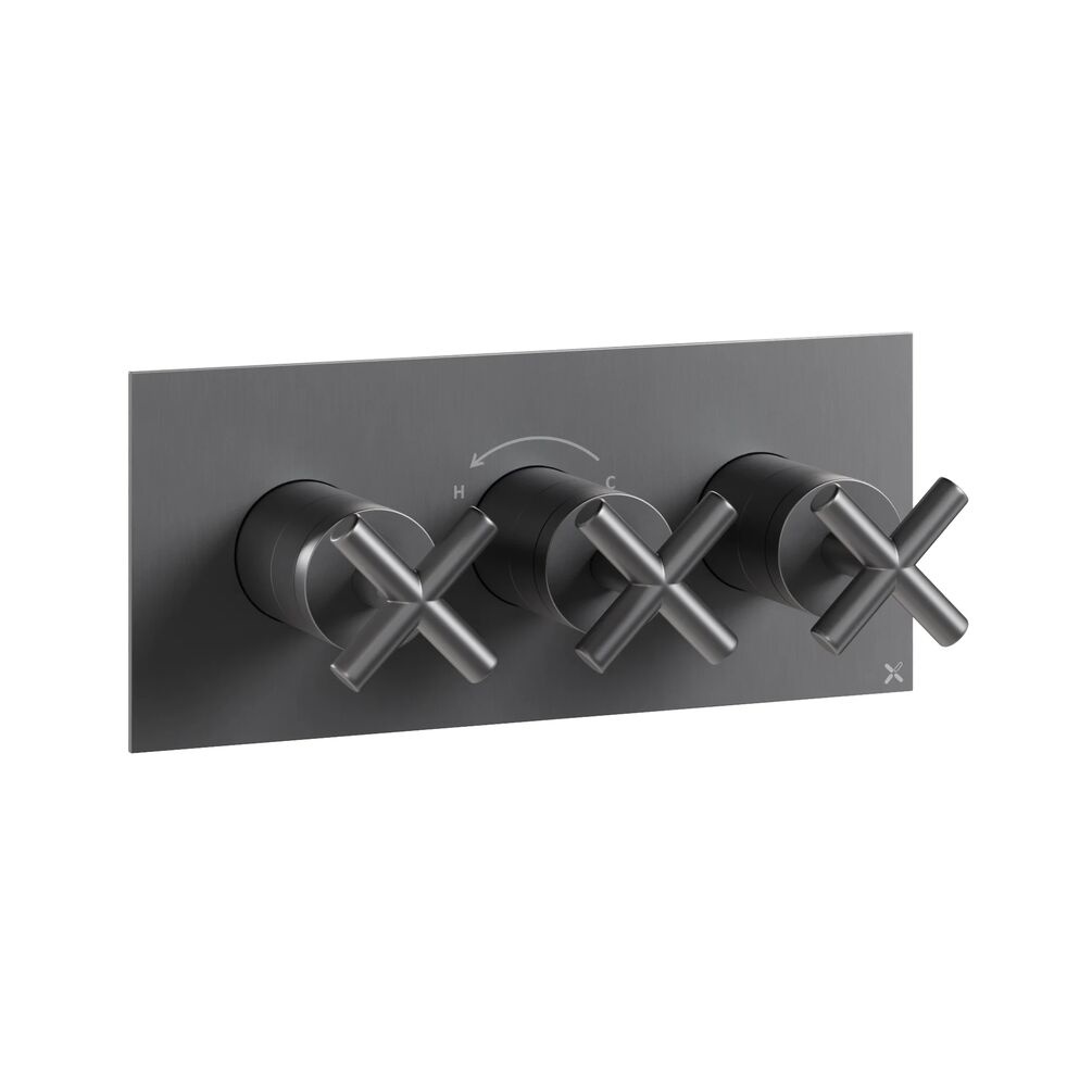 Crosswater MPRO Crosshead Slate Landscape 2 Outlet 3 Handle Shower Valve